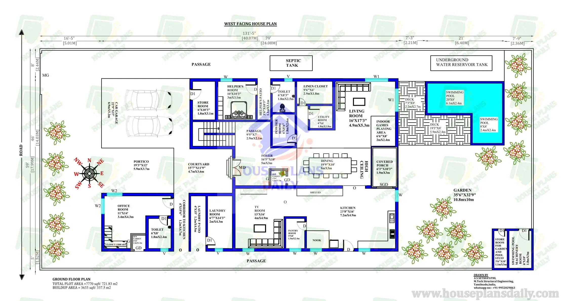 Luxury Contemporary House Plans | American House with Swimming Pool