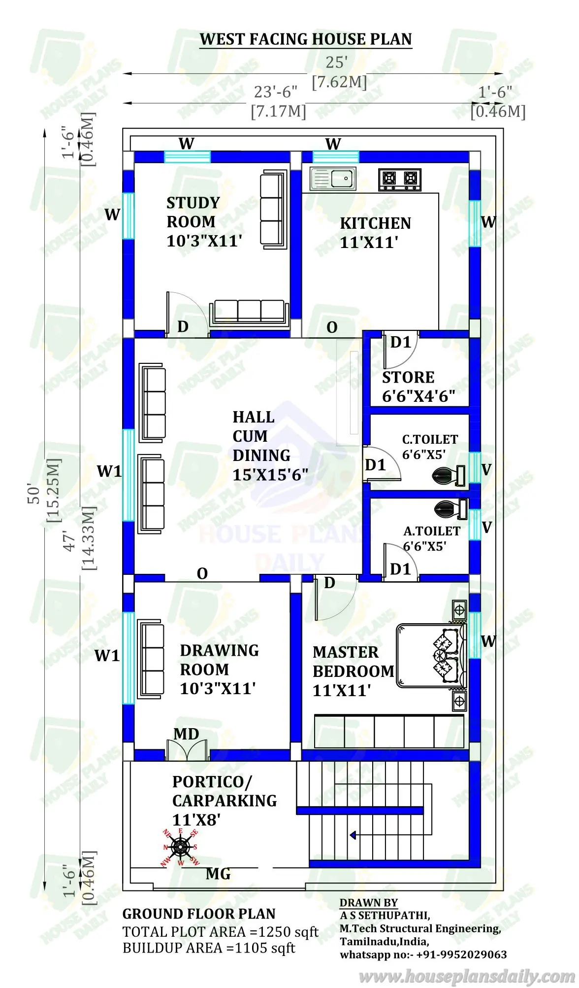 West Face House Plan As Per Vastu | Single Floor House Designs