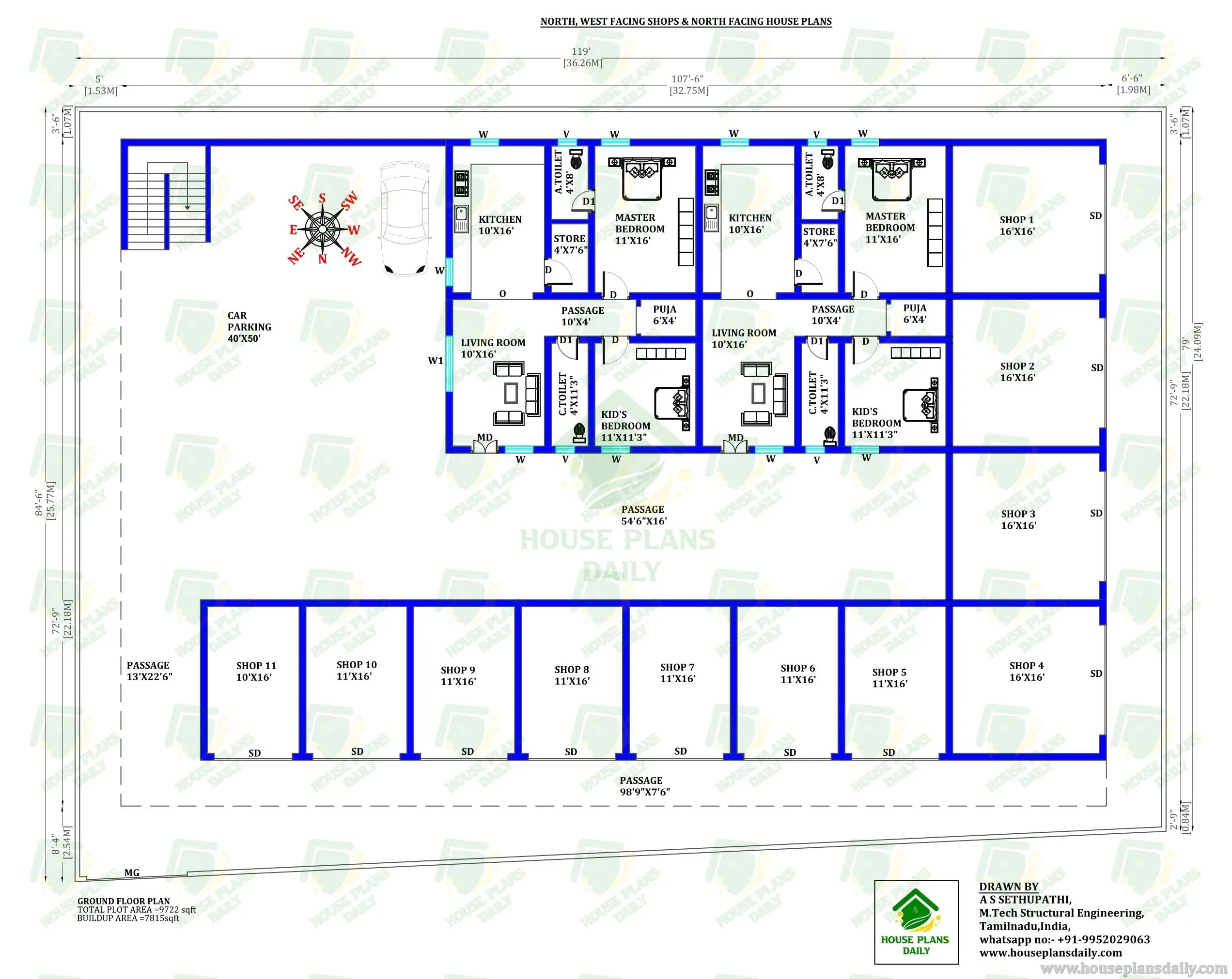 NORTH WEST FACING SHOPS | NORTH FACING APARTMENT HOUSE PLAN ...